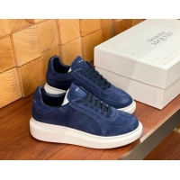 Top Design Alexander McQueen Oversized Retro Sneakers in Suede Dark Blue 1114018