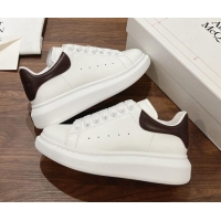 Luxury Alexander McQueen Oversized Sneakers in Silky Calfskin and Grained Leather Heel Tab Dark Burgundy 225054