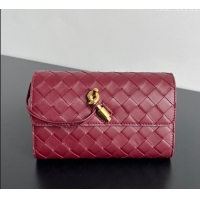 Good Taste Bottega Veneta Andiamo Large Wallet in Intrecciato Leather 741504 Burgundy 2024