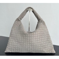 Most Popular Bottega Veneta Large Hop Hobo Bag Intrecciato Suede 763970 Grey 2024