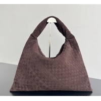 Top Design Bottega Veneta Large Hop Hobo Bag Intrecciato Suede 763970 Fondant Brown 2024