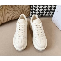 Classic Hot Alexander McQueen Oversized Retro Sneakers in Calfskin Leather White 1225061