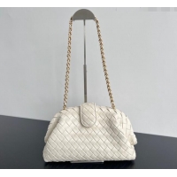 Low Cost Bottega Veneta Lauren 1980 Clutch bag With Chain in Intrecciato Leather 785807 White 2024