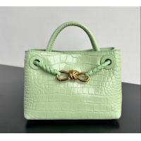 Luxury Cheap Bottega Veneta Andiamo Mini Bag in Crocodile Embossed Leather 777614 Light Green 2024