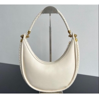 Reasonable Price Bottega Veneta Hula Hoop Hobo Bag in Smooth Leather 794902 Sea Salt White 2024