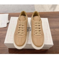 Best Grade Alexander McQueen Oversized Retro Sneakers in Calfskin Leather Beige 1225065