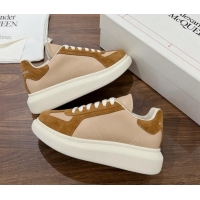 Stylish Alexander McQueen Oversized Retro Sneakers in Calfskin and Suede Beige/Brown 1225069