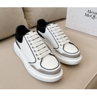 Duplicate Alexander McQueen Oversized Retro Sneakers in Patchwork Silky Calfskin White/Grey/Black 1225074