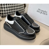 Trendy Design Alexander McQueen Oversized Retro Sneakers in Patchwork Silky Calfskin Black/White 1225075