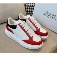 Good Quality Alexander McQueen Oversized Retro Sneakers in Patchwork Silky Calfskin White/Red/Black 1225079