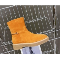 Pretty Style Gucci Slim Horsebit Ankle Flat Boots in Suede Yellow 1118056