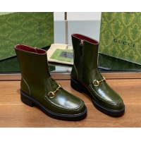 Grade Quality Gucci Leather Ankle Boots 4.5cm Green 1118063