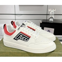 Best Product Gucci Leather Sneakers with GUCCI White/Red 1118081