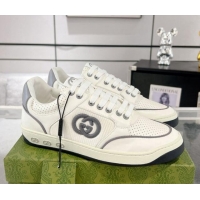 Good Quality Gucci White Leather Sneakers with Interlocking G Grey 1118086