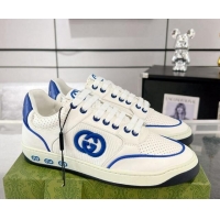 Good Looking Gucci White Leather Sneakers with Interlocking G Blue 1118087