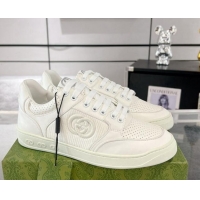 Best Product Gucci Leather Sneakers with Interlocking G All White 1118088