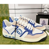 Low Price Gucci Leather Sneakers with Interlocking G White/Beige/Blue 1118094