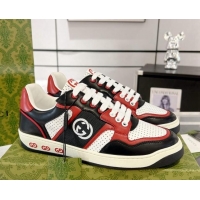 Grade Quality Gucci Leather Sneakers with Interlocking G White/Black/Red 1118095