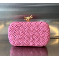 Famous Brand Bottega Veneta Knot Minaudiere Clutch in Foulard Intreccio Leather 717622 Pink 2024