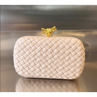 New Fashion Bottega Veneta Knot Minaudiere Clutch in Padded Intreccio Leather 717622 Melon Pink 2024