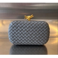 Discount Bottega Veneta Knot Minaudiere Clutch in Padded Intreccio Leather 717622 Thunder Grey 2024