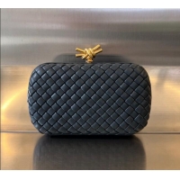 Big Discount Bottega Veneta Knot Minaudiere Clutch in Padded Intreccio Leather 717622 Dark Blue 2024