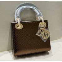 Buy Grade Dior Mini Lady Dior Bag in Python Leather D123009 Silver/Bronze 2024