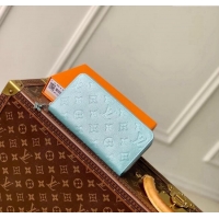 Discount Louis Vuitton Zippy Wallet in Azur Frost Blue Supple Grained Leather M12680 2024 LV Ski Collection