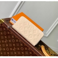 Pretty Style Louis Vuitton Zippy Wallet in Cream Beige Supple Grained Leather M12680 2024 LV Ski Collection