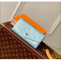 Good Quality Louis Vuitton Sarah Wallet in Azur Frost Blue Supple Grained Leather M12172 2024 LV Ski Collection