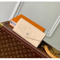 Well Crafted Louis Vuitton Sarah Wallet in Cream Beige Supple Grained Leather M12172 2024 LV Ski Collection