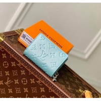 Good Quality Louis Vuitton Cléa Wallet in Azur Frost Blue Supple Grained Leather M12188 2024 LV Ski Collection