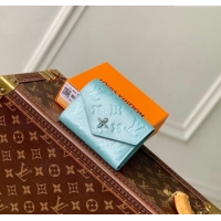 Top Grade Louis Vuitton Victorine Wallet in Azur Frost Blue Supple Grained Leather M12746 2024 LV Ski Collection