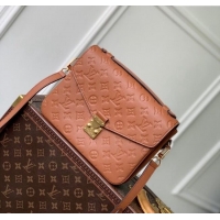 Top Grade Louis Vuitton Pochette Metis Shoulder Bag in Cognac Brown Monogram Leather M12711 2024