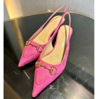 Unique Style Gucci GG Canvas Slingback Pumps 4.5cm with Horsebit Dark Pink 1119019