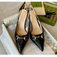 Grade Quality Gucci Calf Leather Slingback Pumps 10.5cm with Horsebit Black 1119025