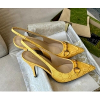 Good Looking Gucci GG Canvas Slingback Pumps 10.5cm with Horsebit Yellow 1119026