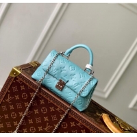 Top Grade Louis Vuitton Nano Madeleine Top Handle Bag in Supple Grained Leather M12211 Azur Frost Blue 2024