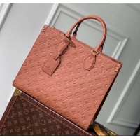 Top Grade Louis Vuitton OnTheGo MM Tote Bag in Embossed Grained Leather M12775 Cognac Brown 2024