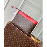 Top Design Louis Vuitton Pochette Voyage Souple Pouch in Monogram Macassar Canvas M13199 Red 2024