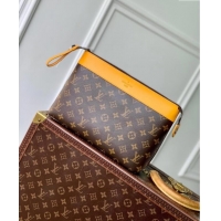 Top Grade Louis Vuitton Pochette Voyage Souple Pouch in Monogram Macassar Canvas M13198 Safran Yellow 2024