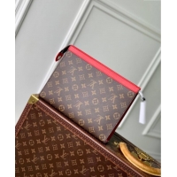 Top Design Louis Vuitton Pochette Voyage MM Pouch in Monogram Macassar Canvas M12820 Red 2024