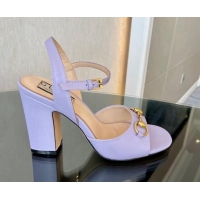 Best Price Gucci Leather Horsebit High Heel Platform Sandals 8.5cm Purple 1119049