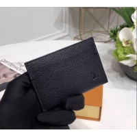 Pretty Style Louis Vuitton Card Holder Wallet in Black Grained Leather M60703 2024