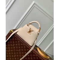 New Fashion Louis Vuitton Capucines Mini Bag in Taurillon Leather M23944 Quartz White 2024