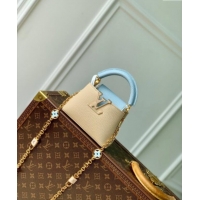 Buy Discount Louis Vuitton Capucines Nano Bag in Taurillon Leather with Lovelock Chain M23952 Beige/Blue 2024