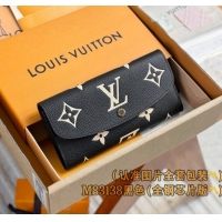 Famous Brand Louis Vuitton Emilie Wallet in Monogram Grained Cowhide Leather M83138 Black 2024