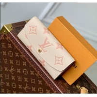 Best Price Louis Vuitton Emilie Wallet in Monogram Grained Cowhide Leather M82341 Creme /Arizona 2024