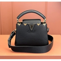 Famous Brand Louis Vuitton Capucines Mini Bag in Taurillon Leather M56669 Black 2024