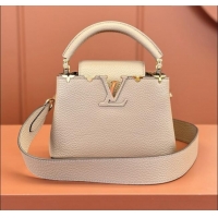 Famous Brand Louis Vuitton Capucines Mini Bag in Taurillon Leather M56669 Grey 2024